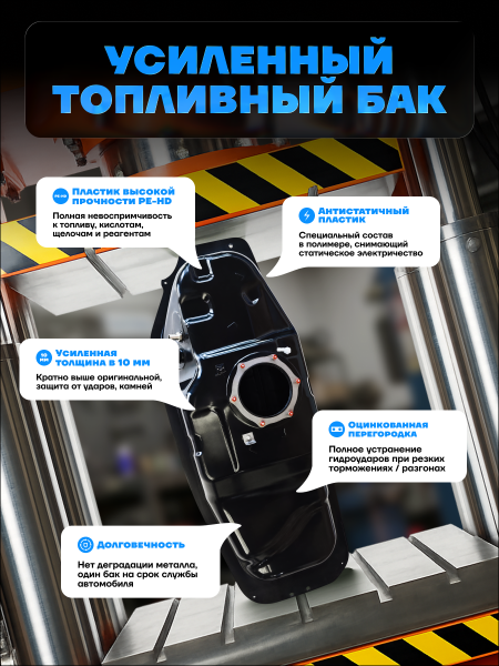 Топливный бак Митсубиси Паджеро Спорт 3, усиленный пластик (bolt-on)